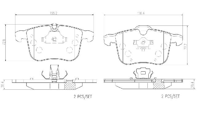 2003-2011 Saab 9-3 Disc Brake Pad Set - Front (Brembo)