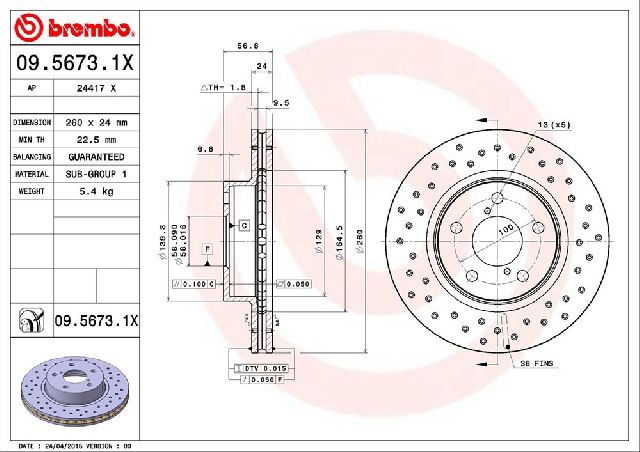 1990-2001 Subaru Legacy Disc Brake Rotor - Front (Brembo)