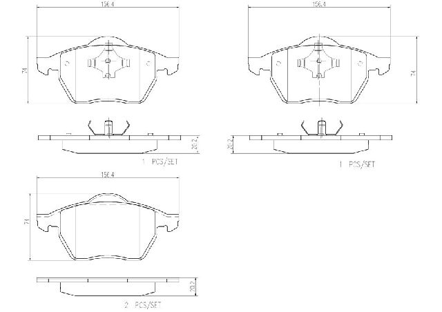 1996-1999 Audi A4 Disc Brake Pad Set - Front (Brembo)