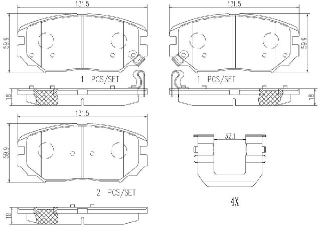 2006-2011 Hyundai Azera Disc Brake Pad Set - Front (Brembo)