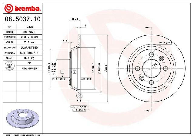 1988-1993 Saab 900 Disc Brake Rotor - Rear (Brembo)