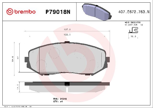 2006-2013 Suzuki Grand Vitara Disc Brake Pad Set - Front (Brembo)