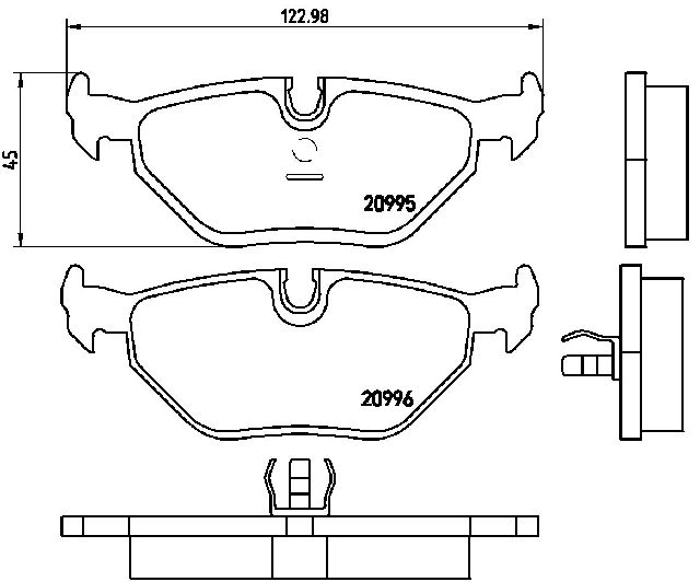 1998-2002 BMW Z3 Disc Brake Pad Set - Rear (Brembo)