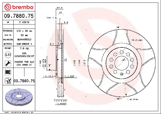 2002-2005 Volkswagen Jetta Disc Brake Rotor - Front (Brembo)