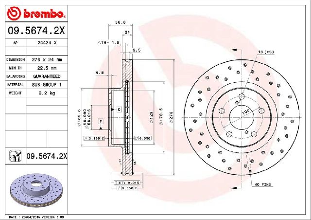 1998-2002 Subaru Forester Disc Brake Rotor - Front (Brembo)
