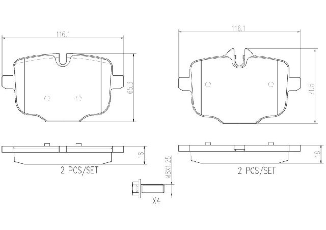 2020-2023 BMW X3 Disc Brake Pad Set - Rear (Brembo)