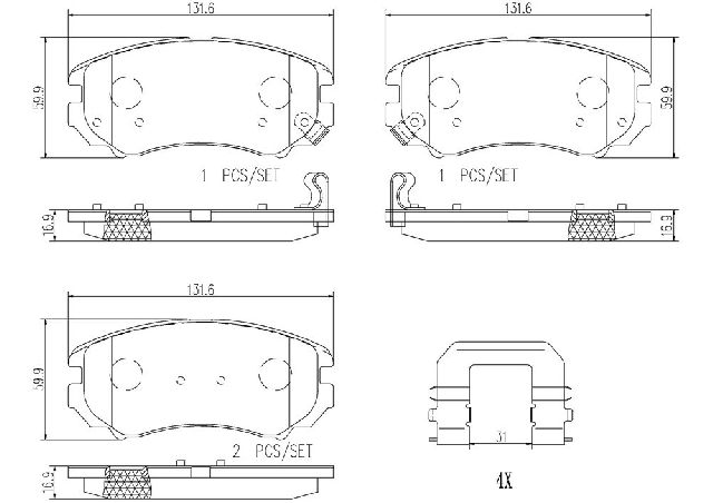 2002-2010 Kia Optima Disc Brake Pad Set - Front (Brembo)