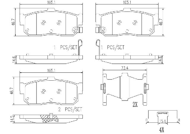 2000-2001 Nissan Sentra Disc Brake Pad Set - Rear (Brembo)
