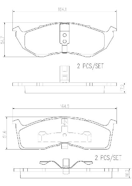 1996-2000 Dodge Caravan Disc Brake Pad Set - Front (Brembo)