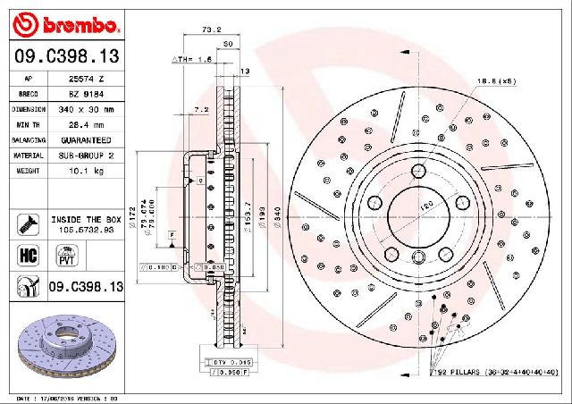 2015-2016 BMW 428i Disc Brake Rotor - Front (Brembo)