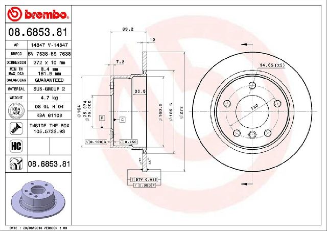 1996-2002 BMW Z3 Disc Brake Rotor - Rear (Brembo)