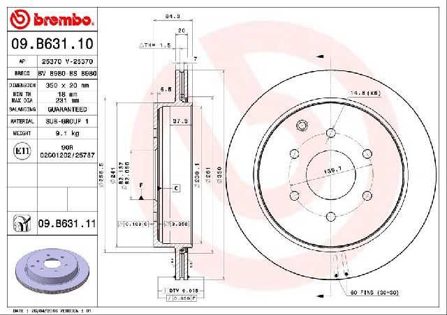 2011-2013 INFINITI QX56 Disc Brake Rotor - Rear (Brembo)