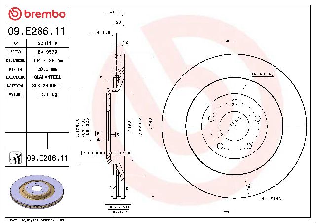 2012-2014 Dodge Avenger Disc Brake Rotor - Front (Brembo)