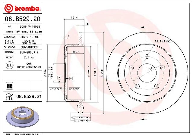 2007-2017 Jeep Wrangler Disc Brake Rotor - Rear (Brembo)