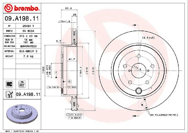 2014-2021 Subaru WRX Disc Brake Rotor - Rear (Brembo)