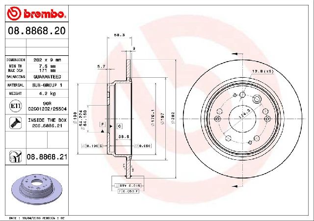 2002-2004 Honda CR-V Disc Brake Rotor - Rear (Brembo)