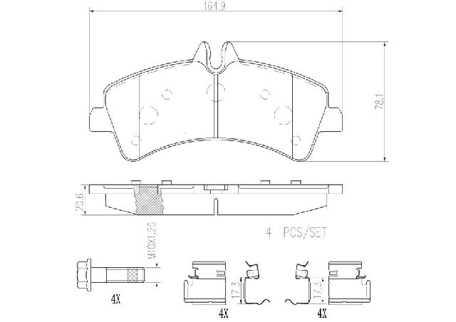 2010-2018 Mercedes-Benz Sprinter 3500 Disc Brake Pad Set - Rear (Brembo)
