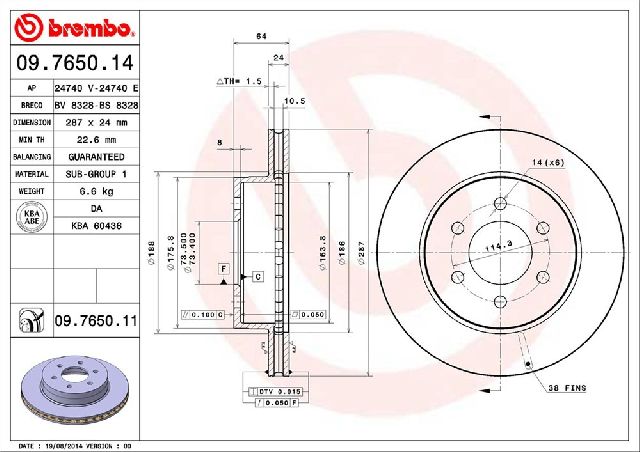 1998-2002 Dodge Durango Disc Brake Rotor - Front (Brembo)