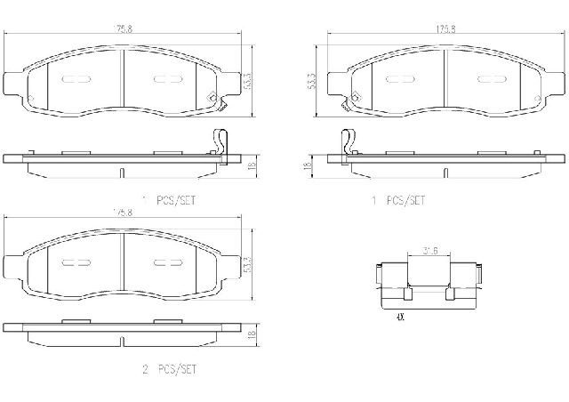 2004-2006 INFINITI QX56 Disc Brake Pad Set - Front (Brembo)