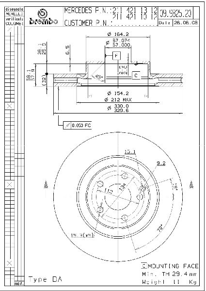 2013-2015 Mercedes-Benz GLK250 Disc Brake Rotor - Front (Brembo)