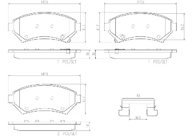 1997-2005 Buick Century Disc Brake Pad Set - Front (Brembo)