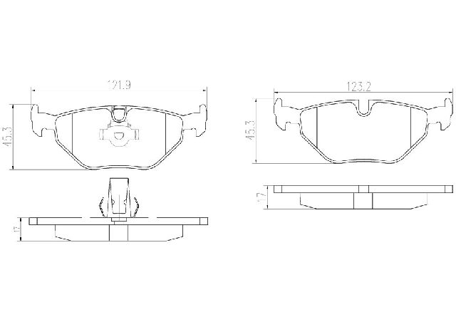 1997-2000 BMW 528i Disc Brake Pad Set - Rear (Brembo)