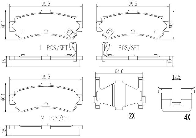 1995-1998 Nissan 200SX Disc Brake Pad Set - Rear (Brembo)