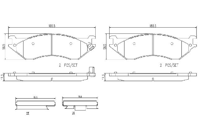 1998-2002 Lincoln Navigator Disc Brake Pad Set - Front (Brembo)