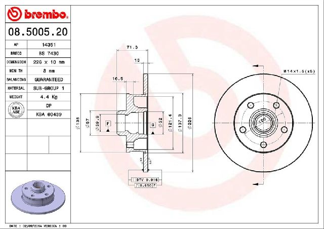 1994-1999 Volkswagen Jetta Disc Brake Rotor - Rear (Brembo)