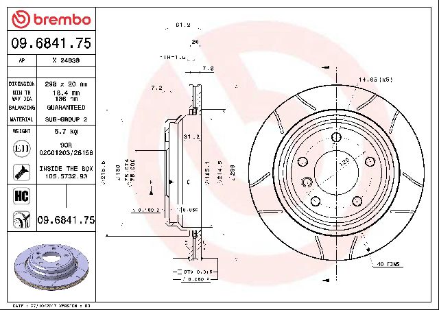 1997-2000 BMW 528i Disc Brake Rotor - Rear (Brembo)