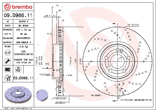 2021-2023 Mercedes-Benz GLA250 Disc Brake Rotor - Front (Brembo)