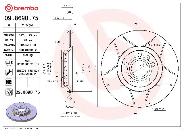 2002-2006 Audi A4 Disc Brake Rotor - Front (Brembo)