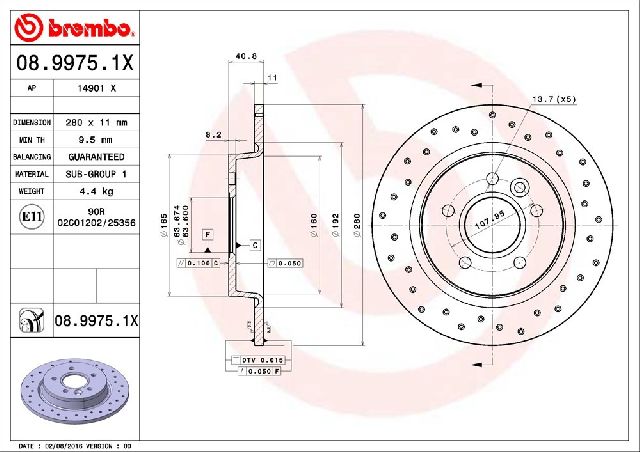 2004-2011 Volvo S40 Disc Brake Rotor - Rear (Brembo)