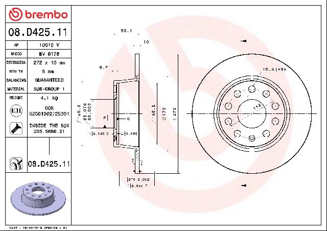 2019-2024 Volkswagen Jetta Disc Brake Rotor - Rear (Brembo)