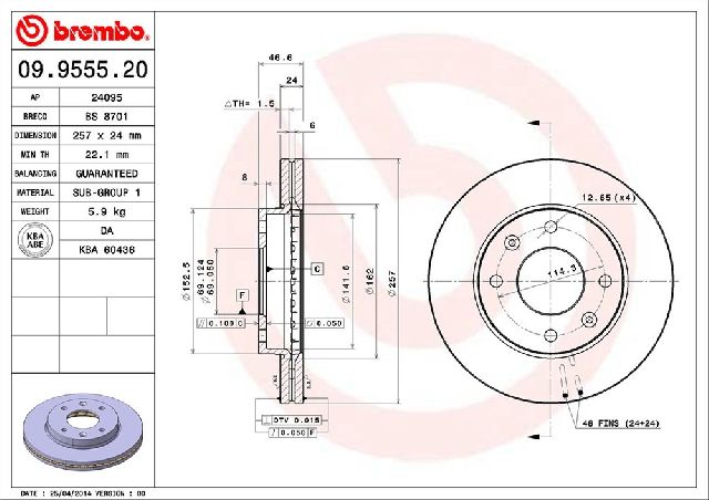 2001-2006 Hyundai Elantra Disc Brake Rotor - Front (Brembo)