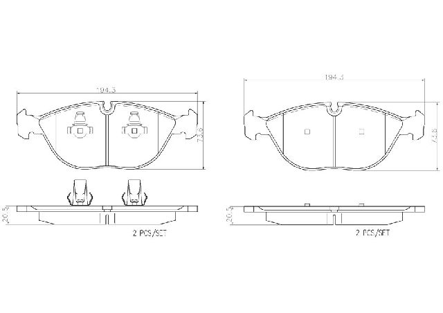 2003-2006 Mercedes-Benz S500 Disc Brake Pad Set - Front (Brembo)