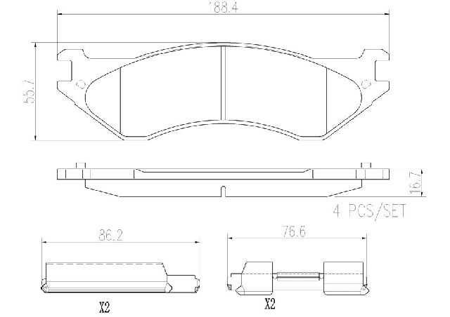 1998 Dodge B1500 Disc Brake Pad Set - Front (Brembo)