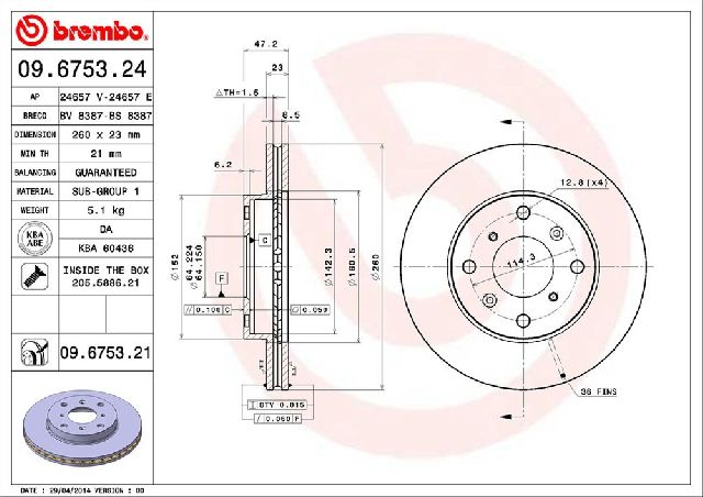 1998-1999 Acura CL Disc Brake Rotor - Front (Brembo)
