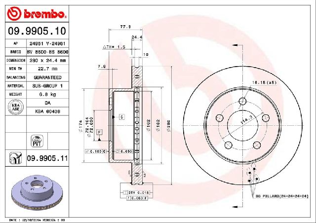 2000-2001 Jeep Cherokee Disc Brake Rotor - Front (Brembo)