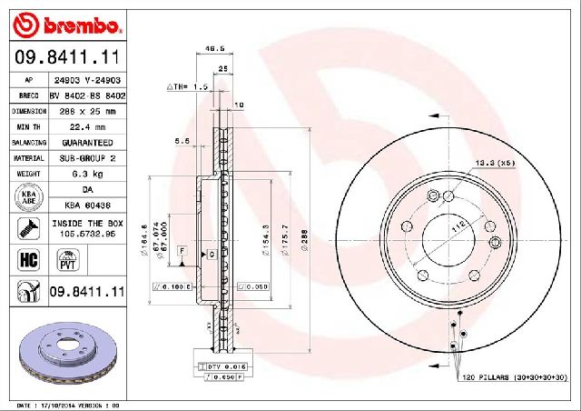 2001-2005 Mercedes-Benz C240 Disc Brake Rotor - Front (Brembo)