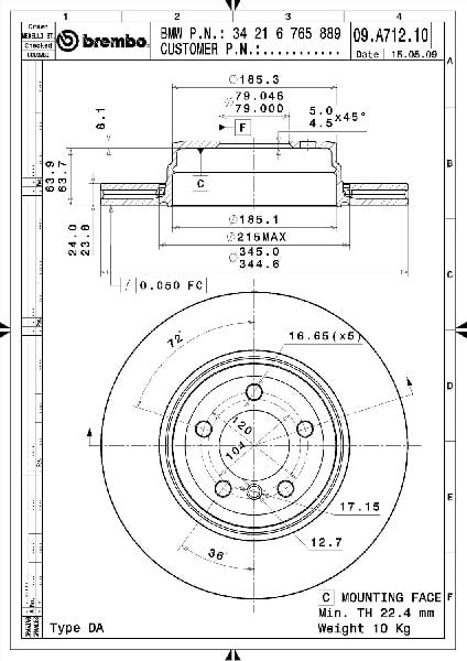 2006-2008 BMW 750i Disc Brake Rotor - Rear (Brembo)
