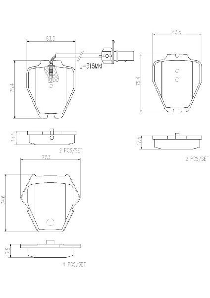 2002-2004 Audi A6 Disc Brake Pad Set - Front (Brembo)