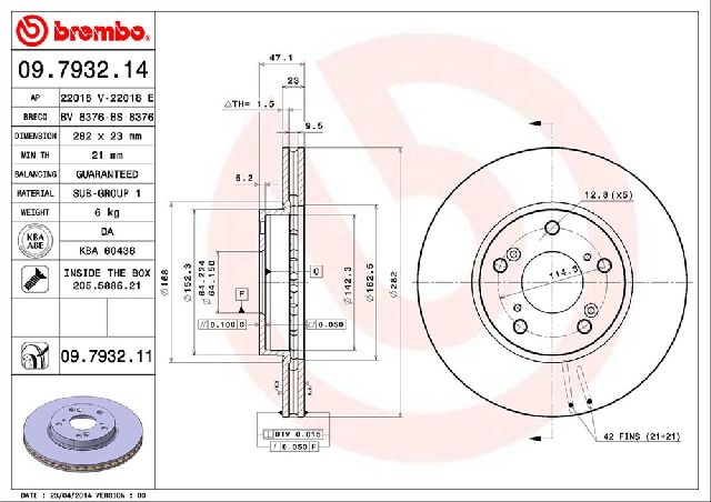 2003-2011 Honda Element Disc Brake Rotor - Front (Brembo)
