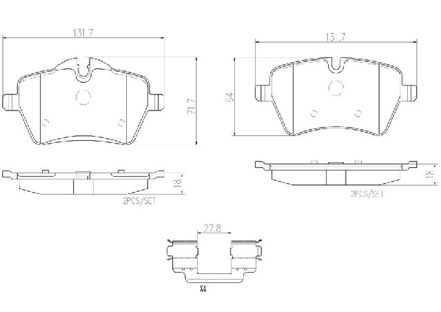 2010-2015 Mini Cooper Disc Brake Pad Set - Front (Brembo)