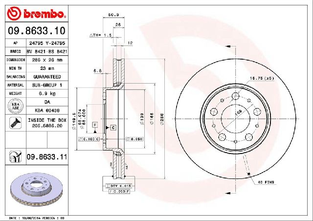 1999-2006 Volvo S80 Disc Brake Rotor - Front (Brembo)