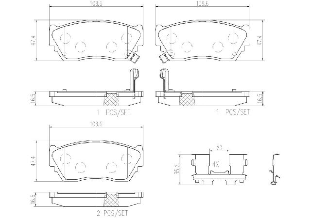 1991-1994 Nissan Sentra Disc Brake Pad Set - Front (Brembo)