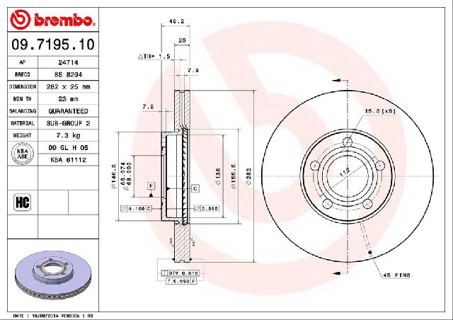 1998-1999 Volkswagen Passat Disc Brake Rotor - Front (Brembo)