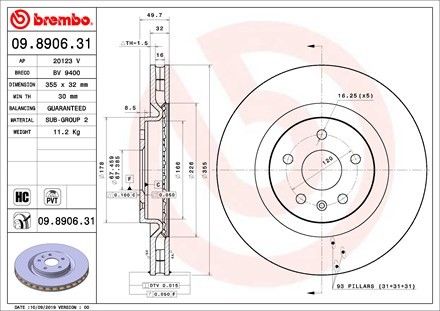 2009 Pontiac G8 Disc Brake Rotor - Front (Brembo)