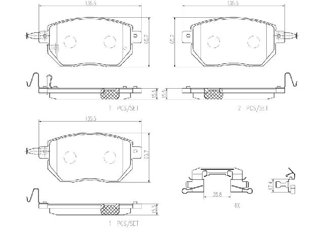 2003-2011 Nissan Murano Disc Brake Pad Set - Front (Brembo)
