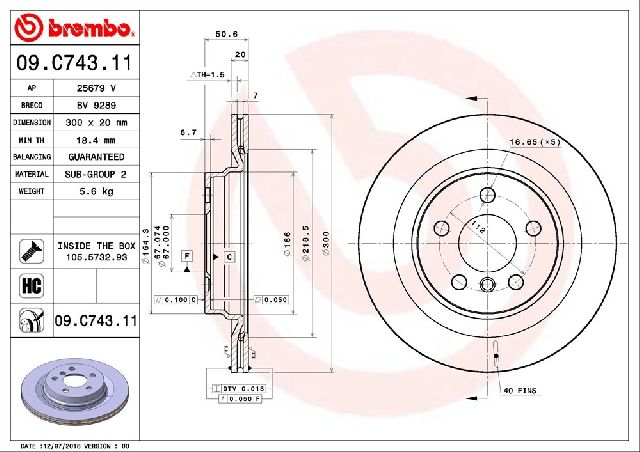2016-2023 Mini Cooper Countryman Disc Brake Rotor - Rear (Brembo)